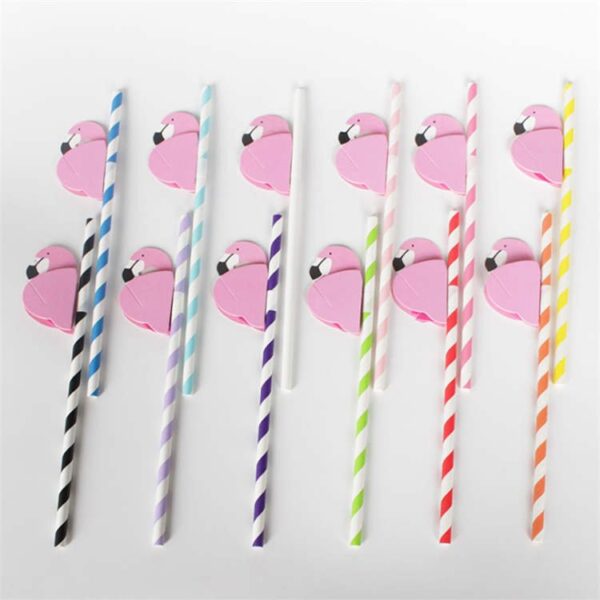 Flamingo Decorations Cocktail Paper Drinking Straw - 图片 2